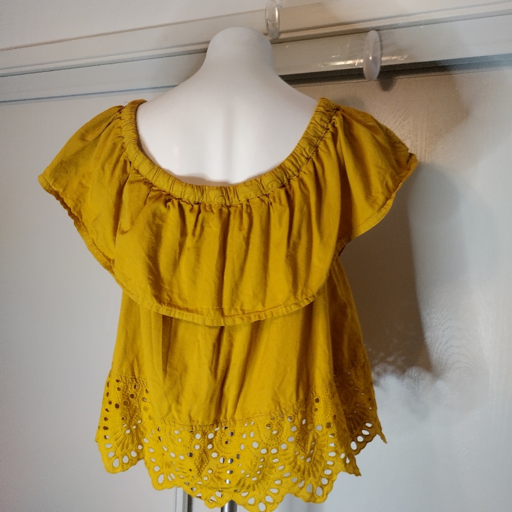 MADEWELL Yellow Eyelet Balcony Top size L - Picture 8 of 8